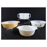 VTG Pyrex Casserole Dishes & White Mugs