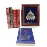 Framed Badge, Canadian Forces w Assorted Books