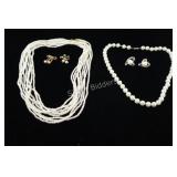 Faux Pearl Necklaces & Clip-On Earrings