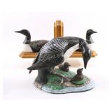 Loon Bookends w Large Ceramic Figurine