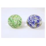 Set of Swirl Green & Blue Paperweights