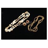 VTG Long Glass & Beaded Necklace w Earrings