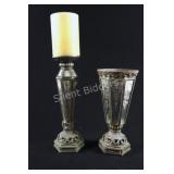 Mirrored Verdici Mantel Pillar Candle Holder &Vase