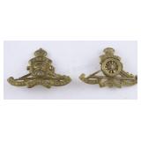 2 WWI Royal Canadian Artillery Cap Badges