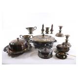 Silverplate Casserole Dishes, Candle Sticks,
