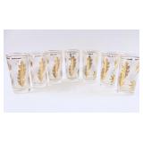 Mid Century High Ball Leaf Gold & Frosted Glasses