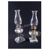 Antique Clear Pressed Glass Finger Oil Lamps