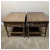 Mid-Century Two-Tiered End Tables w Drawer