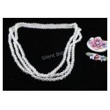 Bone China Brooches &  Crystal Multi  Stand Neckla