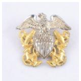 US Navy Vanguard New York Pin Sterling & 10k G.F