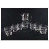Etched Martini Pitcher w Tumbler Glassware Set