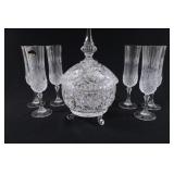 Bohemia Cut Crystal Flutes w Crystal Container
