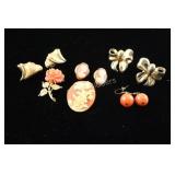 VTG Clip -On & Pierce Earrings w Brooches