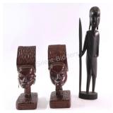Vintage African Carved Wood & Besmo Sculptures