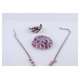 Aurora Borealis Rhinestone Necklace & Brooches