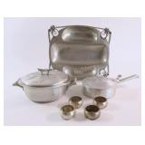 Hammered Aluminum Pots, Serving Tray, Napkin