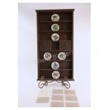 Franklin Mint Miniature Songbirds Plates wCabinet