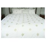 King INK+IVY Stella Embroidered-Dot Duvet Cover