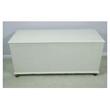 Stenciled White Wooden Storage Container w Handles