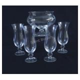 Truffle Footed Bowl w Stemware Glasses