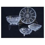 VTG Cut Crystal Cake Platter, Footed Bowl, Ashtray
