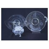 W.J. Hughes Cornflower Etched Platters &Rose Bowl