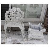 Victorian-style Cast Aluminum Garden Seat& Planter