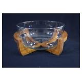 VTG Glass & Teak Frame Salad Bowl