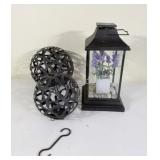 Hanging Metal Solar Balls w Table Lantern