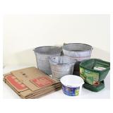 Galvanized Pails, Garden Bags,Scotts Hand Spreader