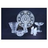 Crystal & Cut Glass Cake Platter, Cruet, Dtishes