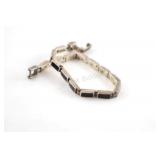 Sterling Silver & Black Onyx Link Bracelet