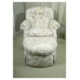 La-Z-Boy Floral Swivel Rocker Armchair w Ottoman