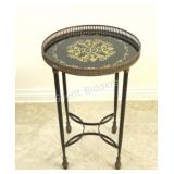 Traditional-Style Black & Gold Metal Accent Table