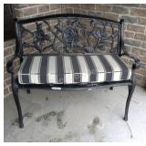 Black Cast Aluminum Outdoor Patio Garden Bench
