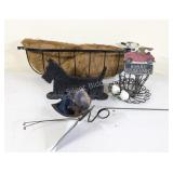 Garden Decor, Cast Iron Door Stopper, Wall Basket