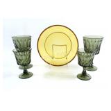Avocado Green Stemware w Harvest Glass Bowl