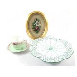 Petit Point Needlepoint, Footed Cake Platter,