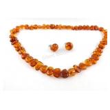 Vintage Baltic Amber Nugget Necklace & Earrings