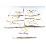 NEW-VTG Hand Embroidered Day of Week Tea Towels