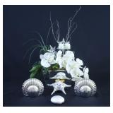 Mirror Artificial Floral Display, Shell Wall Decor