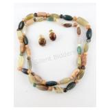 Semi Precious, Agate Chalcedony Necklace & Earring