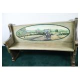 Antique Hand-Painted Wooden Church Pew