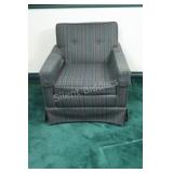 Mid Century Arm Chair w Vertical Striped Fabric