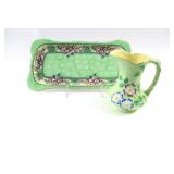 Green Garland Lustre Oval Tray & Kent Pitcher