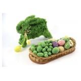Easter Bunny w Decor and Wicker w Wood Base Tray