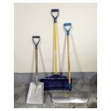 Set of Three Snow Removal Shovels
