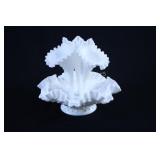 VTG Classic Fenton Hobnail Milk Glass Epergne