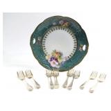 VTG Silesian Porcelain Plate w Silverplate Forks