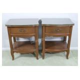 French Provincial Style Night Stands w Glass Top